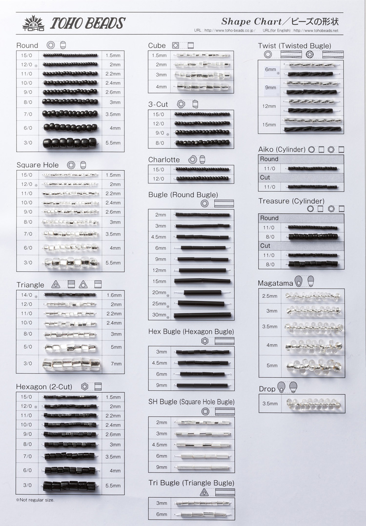 Toho Seed Bead Size Chart