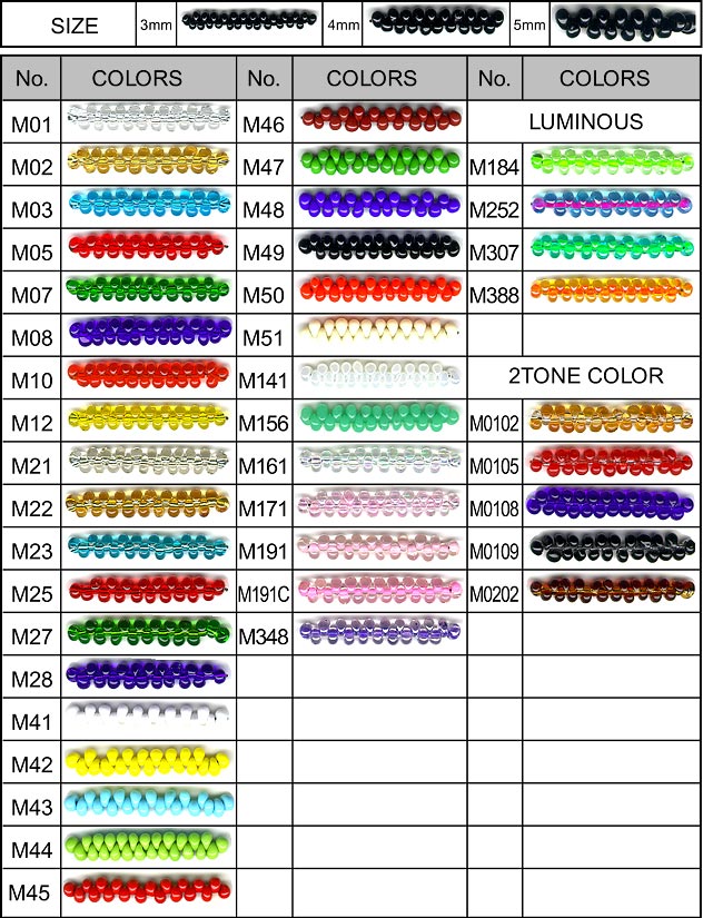 Toho Beads Color Chart