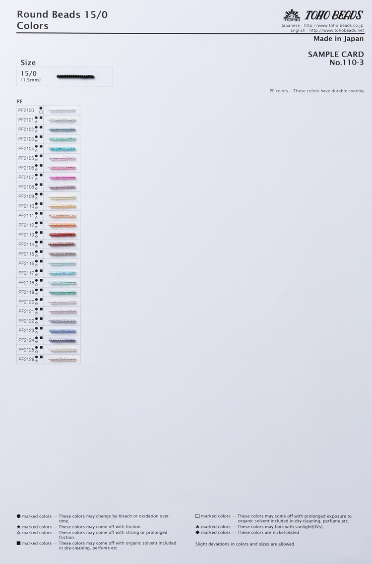 Toho 11 0 Color Chart