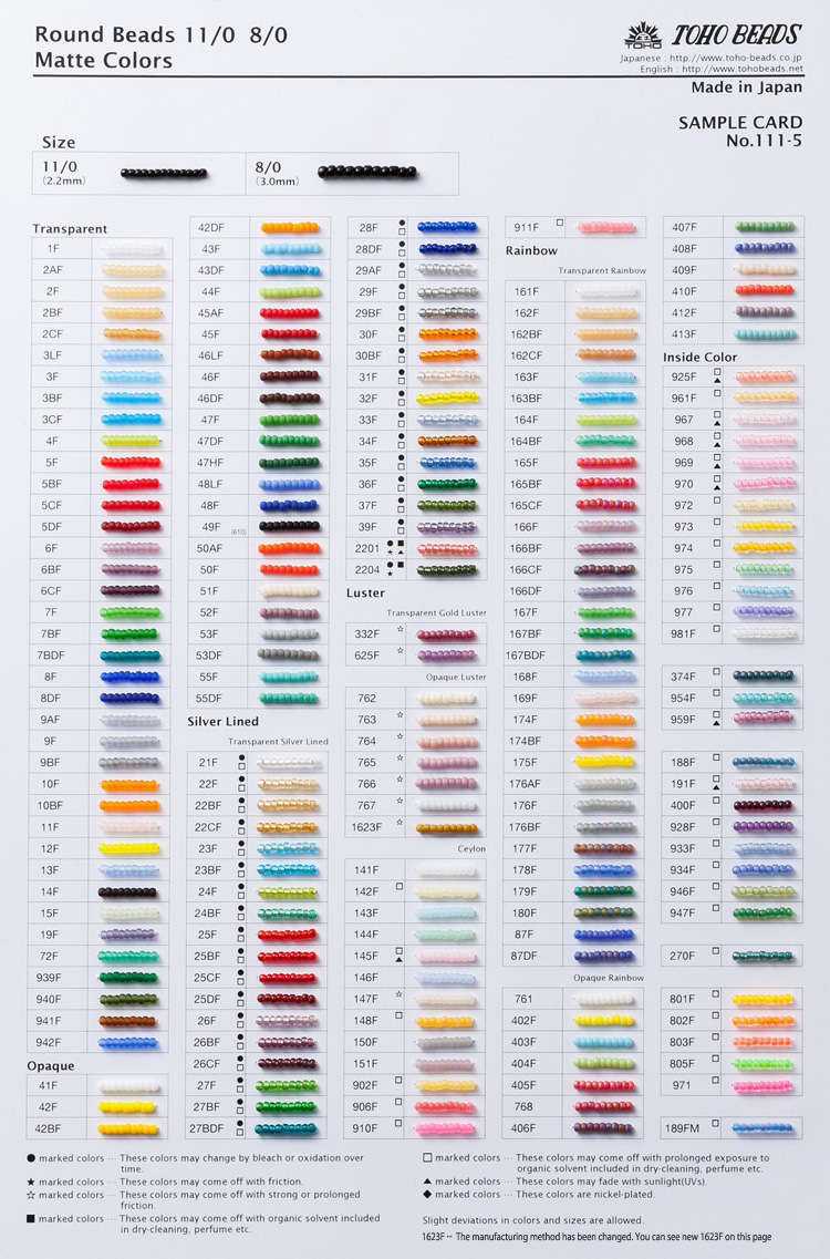 Toho 11 0 Color Chart