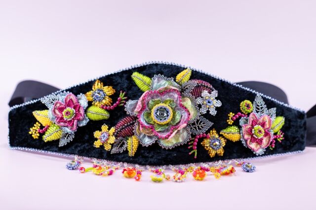 TOHO Challenge 2024 
"Let the Light Shine In" 

Featured Designer Kim Leahy.
Kim says, "Thank you!! I’m inspired by odd things. I love making the focal flowers and wanted to use one in the design because they are so different. I was invited to do the 2nd Challenge ever done by Kim Tamarin and I made a belt. I really wanted to improve on the first piece I made. I have to say these colors had a voice!!! When I started playing with them, I was like, these are so not my colors, then they just started doing what colors do and I found them a perfect combination for a floral belt."
https://www.etsy.com/shop/EstherBeadwork 
See more 2024 TOHO Challenge pieces at https://www.facebook.com/TeamTOHO/